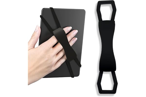 JYNXOR Support de Dragonne Confortable pour Kindle, Dragonnes, Confortable Ceinture de Lecture Extensible pour Tablettes Accessoires, Compatible avec Kindle Paperwhite/Oasis/Tablettes 4,7-8" (Noir)