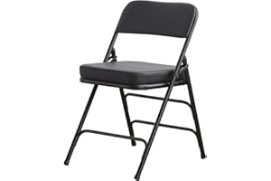 KAIHAOWIN Chaise Pliante Rembourree, Ultra épais Chaise Pliante Intérieur Chaises Métalliques Confortables avec Coussin Moelleux Salle à Manger et Bureau Noir