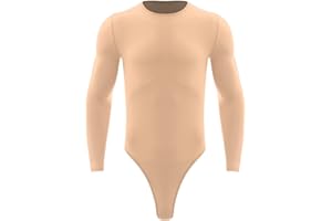 TiaoBug Herren Body Langarm Shirt Unterhemd mit Slip Sport Fitness Jumpsuit Overall Kurz Einteiler Unterwäsche Basic Einfarbig Gym Outfits