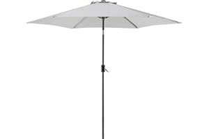 Beliani Sombrilla de jardín de tela de poliéster gris claro 270 cm resistente a la intemperie Varese