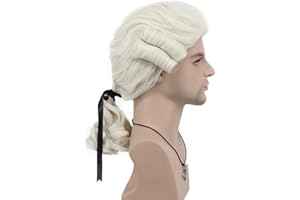 VGbeaty Perruque Longue Beige Ondulée Bouclée Pour Hommes et Femmes Perruque Coloniale Juge Avocat Noble Baroque Renaissance pour Carnaval Halloween Cosplay Déguisement Party