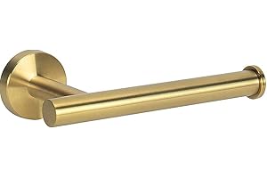 YUET Wall Mounted Toilet Paper Holder, Round Tissue Dispenser Stand for Bathroom and Kitchen Storage, Chrome SUS 304 Stainless Steel (Gold)