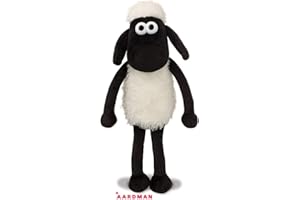 AURORA WORLD Shaun the Sheep 61173 8-Inch Plush Cuddly Toy, Black and White, 8in, Suitable for Adults and Kids