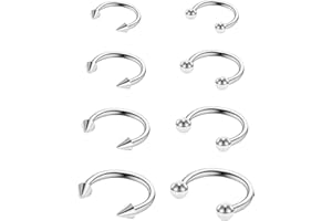 Yolev 8 Stück Hufeisen Piercing 16 g Nasenseptum Chirurgenstahl Nasenring Septum Piercing Gold Schmuck Lippenpiercing Ring Damen Augenbrauen Piercings Herren