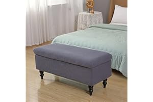 Highdi Stretch Ottoman Cover, Rectangle Soft Elastic Slipcover Folding Ottoman Storage Bench Covers Washable Footstool Protector for Living Room (120-160cm, Dark Grey)