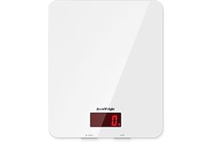 ACCUWEIGHT 201 Digital Kitchen Scales Food Scale with Tempered Glass Platform Electronic Cooking Scales with Backlit LCD Display Multifunctional Scale for Home Office Use, 5kg,11lb