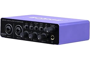 BOMGE USB Audio Interface SOLO with XLR/48V Phantom Power,32Bit/192kHz High-Fidelity, for Studio Audio Mixer Interface for Guitarist, Vocalist, Podcaster, Producer, Plug and Play (U202P)