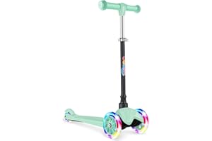 ‎BELEEV BELEEV Scooter Roller Kinder 2-6 Jahre, 3 Räder Kinderroller mit LED Leuchtende Räder, 4 Höhenverstellbare, Bremsen, Rutschfestes Deck, Lean to Steer, Scooter Kinder 2 Jahre Mädchen Jungen Geschenk