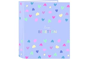 Safta Benetton Lila Classeur Folio 4 anneaux, idéal pour enfants de différents âges, confortable et polyvalent, qualité et résistance, 27 x 6 x 33 cm, lilas, M, Décontracté