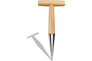 KXRTPX 1 Pack for Planting Seeds, Bulb Planter,Chrome-Plated Steel with Wooden Handle Seed Sowing Tool,Garden Hand Tool Dibber for Outdoor Garden Planting Seeds & Bulbs