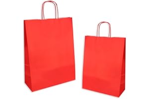 FLORIO CARTA Pacco da 25 Shopper in carta da 100 GR. | Colore Avana | Manico in Carta Ritorta | Dimensione: 18x08x20 cm | Disponibile in Varie Misure e Anche nel Colore Bianco