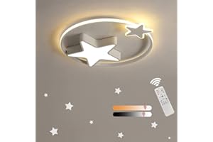 LXJCSM Plafoniera Moderna A LED Per Bambini,Lampada Da Soffittodimmerabile Con Telecomando 85W Design Anello Stella, Camere Ragazzi/Ragazze, Camerette, Camerette, Soggiorni, Bianco [classe Energetica A +]
