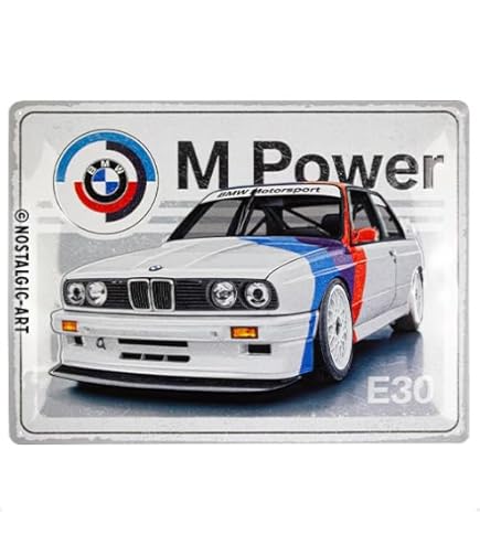 Nostalgic-Art Retro Tin Sign – BMW – Garage – Gift idea for car accessoires fans, Metal Plaque, 30 x 40 cm