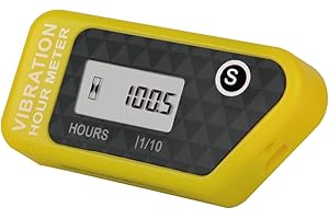 Yooreal Batteriebetriebener drahtloser Betriebsstundenzähler, Vibrationssensor für Rasentraktor Golfwagen Kettensäge Go-Kart Holzhacker Holzspalter Außenbordmotor Marine ATV (Yellow)