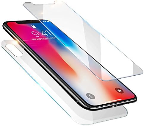 HWeggo iPhone X Screen Protector, iPhone X/10 Front and Back Full Screen Protection Tempered Glass [9H Hardness] [Anti-Scratch] Display Protector for iPhone X/10 (2017)-Clear