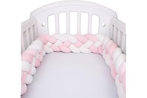 JIcloun 4 Hilos Cuna Parachoques Trenzados, Cama Serpiente Anudada Cojines Infantiles Habitacion Chichoneras Cuna Trenza Protector Guardería Almohada Trenzado del Dormitorio,A8,3M