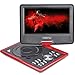 Produktbild COOAU 11,5 " Tragbarer DVD Player, schwenkbaren Bildschirm, 5 Stunden Built-In-Akku, Unterstützt USB/SD-Kart, mit AC/DC-Adapter / Spiele-Controller, Rot