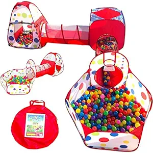 SARASI Portable Kids 3-in-1 Tunnel Play House Ball Pool Ball Pit Tent Summer Indoor Outdoor Play Fun Toy (Multicolor)