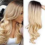 Fashion Ombre Blonde Wigs for Women Dark Rooted Honey Blonde Wigs uk Best Synthetic Wig Costume Very Natural Looking Best Cheap Wigs