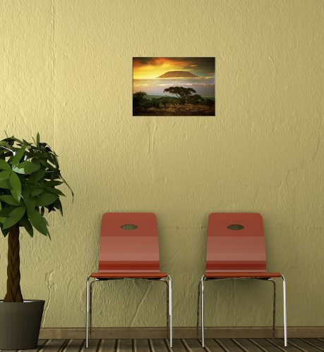 Bilderdepot24 Leinwandbild „Kilimandscharo mit Savanne in Kenya – Afrika“ XXL – 80×60 cm 1 teilig – fertig gerahmt, direkt vom Hersteller - 3