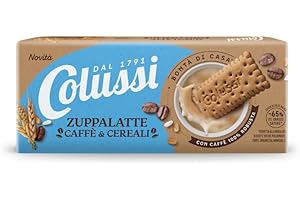 Colussi Biscotti Secchi Zuppalatte Caffè e Cereali - Con Caffè 100% Robusta - Farina e Latte Italiani – Senza Olio di Palma - Fonte di Fibre - Buoni da Inzuppare - Confezione da 250 g