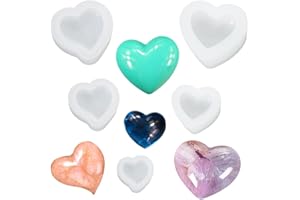 GYSRXS 5 Stück 3D Silikonform Herz Transparent Silikonform Herzen Seife Passend für DIY hausgemachte Seifen Handwerk Dekoration Herstellung,Groß Mittel und Klein Modellnummer