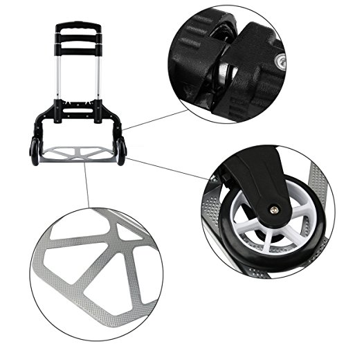 cusfull 75 kg Kapazität Sackkarre, zusammenklappbar Aluminium Warenkorb Gepäck Trolley Hand Truck für Indoor, Outdoor, Reisen, Shopping, Büro - 4