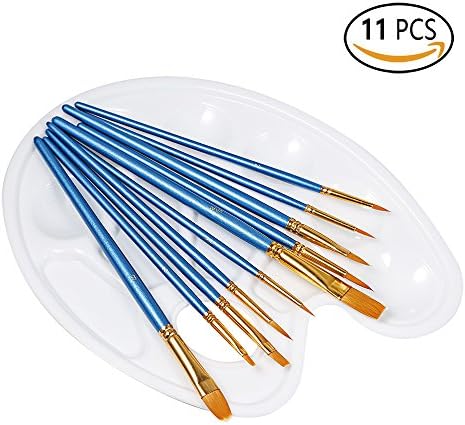10 Pieces Nylon Artist Paint Brushes Set with Palette, Art Painting Supplies for Watercolor, Acrylic and Oil Painting