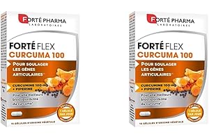 Forté Pharma - Forté Flex Curcuma - Complément Alimentaire Articulaire - Articulations douloureuses, Santé des os - Vitamine E, Curcuma, Poivre Noir - Flexibilité - 15 gélules, 1/jour (Lot de 2)