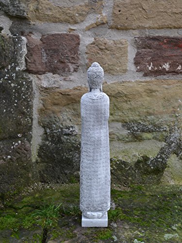 Wunderschöner großer, schmaler Stein Buddha Mönch aus Steinguss, frostfest - 2