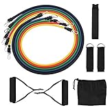 KINO 11Pcs Resistance Bands Set, with Door Anchor, Handles, Ankle Straps and Carrying Bands,Elastic Pull Rope Perfect for Resistance Training, Physical Therapy, Home Gyms Workouts Yoga Pilates