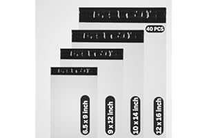 PACK SOLUTION 40 PCS White Packaging Bags, Mixed Size Shipping Bags, Mail Postal Bags, Plastic Bags, Postage Bags for Clothes, Self Seal and Temper Proof Mailing Bags - Colour Mailing Bags