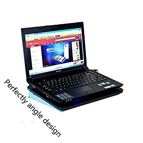 Notebook Laptop Kühler, FTUNG Laptop Kühler, Notebook Cooler Ständer Kühlpad Kühlmatte mit 5 x Lüfter und 2 USB, Cooling Pad mit blauen LEDs für 9 „-17“ Notebook - 5