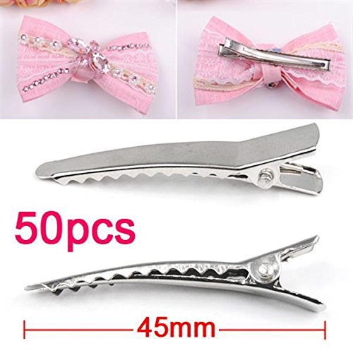 Yahee 50 Stück Haarklammer Haarclips Clips Haarspange Haarklemmen Rohling Silber Alligator - 2