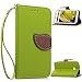 Produktbild Motorola Moto E2 E 2nd Generation Lederoptik PU Leder Hülle (Frei 2 in 1 Ball Touch Pen) CaseHome Nature Blatt Etui Magnetverschluss Stil PU-Leder Brieftasche [Standfunktion] Deckel Klapptasche Schale Flip Foliant Schützende Haut Hüllen Mit Wallet Kartenfach Magnetverschluss Standfunktion Handytasche Taljereep Lanyard Strap Tragen Folio Tasche Schutzhülle(Grün Color)