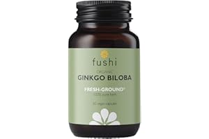 Fushi Organic Ginkgo Biloba Capsules, 60 Caps | Fresh-Ground Whole Food | Memory Boosting Properties | Ethical & Vegan | Made in the UK, Packaging may vary