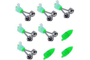 KLOPINXINGH Fishing Bells Fishing Alarm Light Luminous Twin Bells Plastic Fishing Bells Clips Fishing Rod Alarm with Dual Alert Bells Fishing Bite Alarm Indicator On Fishing Rod (9 in Emerald Green)