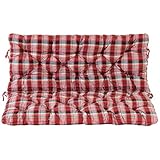 Ambientehome - Asiento y respaldo para banco, 2 plazas, diseño a cuadros rojo, aprox. 120 x 98 x 8 cm, para banco, cojines acolchados