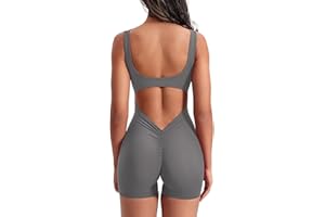 Havejoy Tuta Corta Donna Schiena Scoperta Canotta Body Scollo Quadrato Monopezzo Senza Maniche Estivo Jumpsuit Short Palestra Salopette Elegante Curvy Tutina Intera Sportiva Tute da Ginnastica Yoga