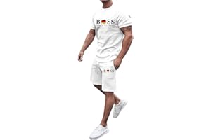 WAZHAKU Jogginganzug Herren Trainingsanzug Baggy Sportanzug Bequeme Atmungsaktive Sommer Outfit 2-teiliges Set mit Tshirts und Sporthose Stretch Fitnessanzug Activewear Streetwear Freizeitanzug