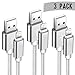 Price comparison product image Armour Phone Charger Cable 3 Pack [1m 2m 2m] - Fast Nylon Braided Sync and charger Lead compatible with iPhone XR/XS/XSMax/X/8/8Plus/7/7Plus/6/6s/6 plus/5/5c/SE, iPad pro/mini/Air -Pearl Silver