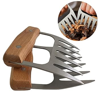Dubens 2 Stck Fleisch Krallen Edelstahl Pulled Pork Krallen Bear Paws Shredder Claws Mit Wooden Handle Grill Fleischgabeln Brentatzen Fleisch Klauen Gabeln Fr Gebratenes Pork Beef Chicken Bbq