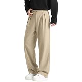 THE FEBZA Linen Pants for man | Relaxed Fit Korean Pants | Gurkha Trouser | Lower for Men | Elastic Waist Bottom wear | Straight Fit Casual Trousers | Formal Pant for Office & Wedding: 