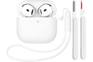 Mocarheri Custodia Case Compatibile con AirPods 4 2024 con Kit di Pulizia, Premium Silicone per Airpods 4 Custodia Cover Custodia protettiva in silicone antiurto, LED Frontale Visibile, Bianco