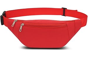 QINLOV Bauchtasche Gürteltasche Hüfttasche für Herren Damen Wasserdicht Stylisch Nylon Unisex Bum Waist Fanny Pack für Outdoor Sport Reise Wandern Hundetraining (Rot)