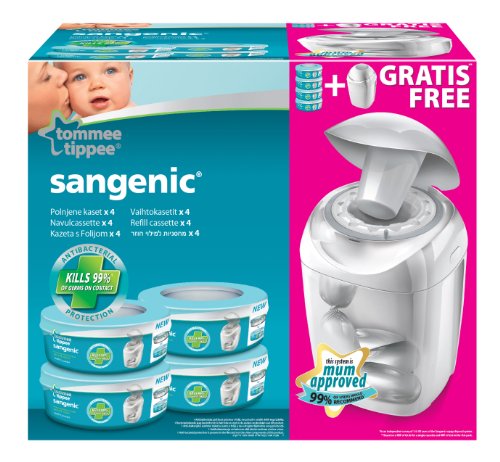 Sangenic 25056 0030 22 Twister Nappy Disposal Unit MK4 with 4 Universal Refill Cassettes