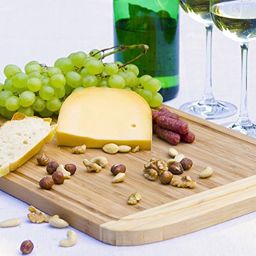 #1 Bio-Bambus Holz Schneidbrett und Käseplatte mit Rille*extra groß und stabil(46x32x1,9cm)*perfektes Hochzeitsgeschenk oder Einweihungsgeschenk*nachwachensender Rohstoff*100%Natur* - 5