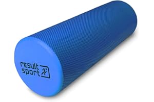 ResultSport Foam Roller for Back Muscle with A3 Exercises Poster - Trigger Point Massage, Pilate, Yoga, Runner (Blue EVA, 45cm x 15cm)