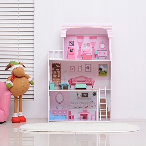 HOMCOM Large 13PC Furnitures Wooden Kids Doll House Children Girls Dollhouse Pretend Playset Entertainment Imagination Toy Game reviews HOMCOM Large 13PC Furnitures Wooden Kids Doll House Children Girls Dollhouse Pretend Playset Entertainment Imagination Toy Game