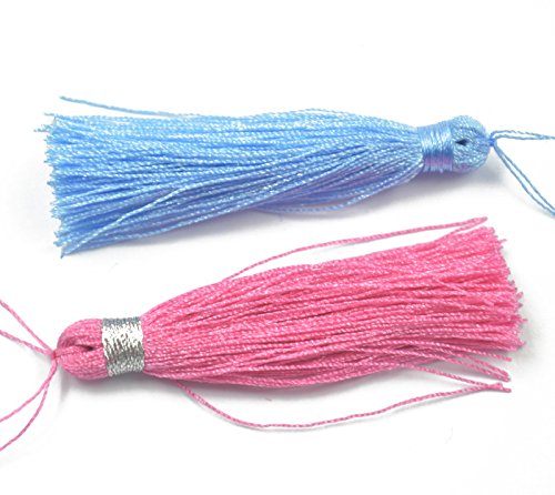 12 pcs Nylon Quaste Anhänger Tassel Halsband Kette Schmuck DIY 6cm - 3
